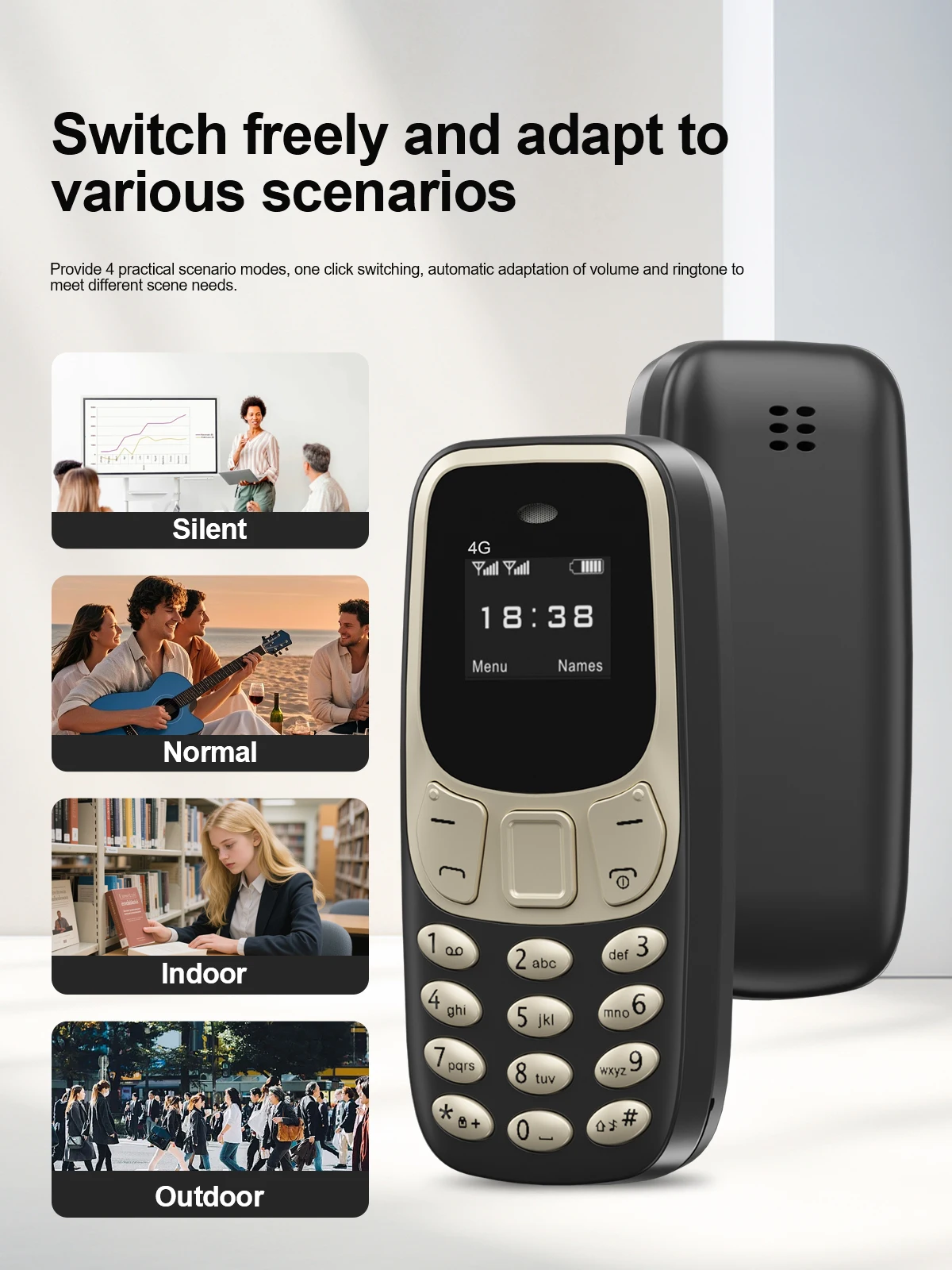 SERVO BM10 LTE Mini Mobile Phone 4G Dual SIM Card Speed Dial Call Recording MP3 Player 0.66" Display Smallest Cellphones Type-C