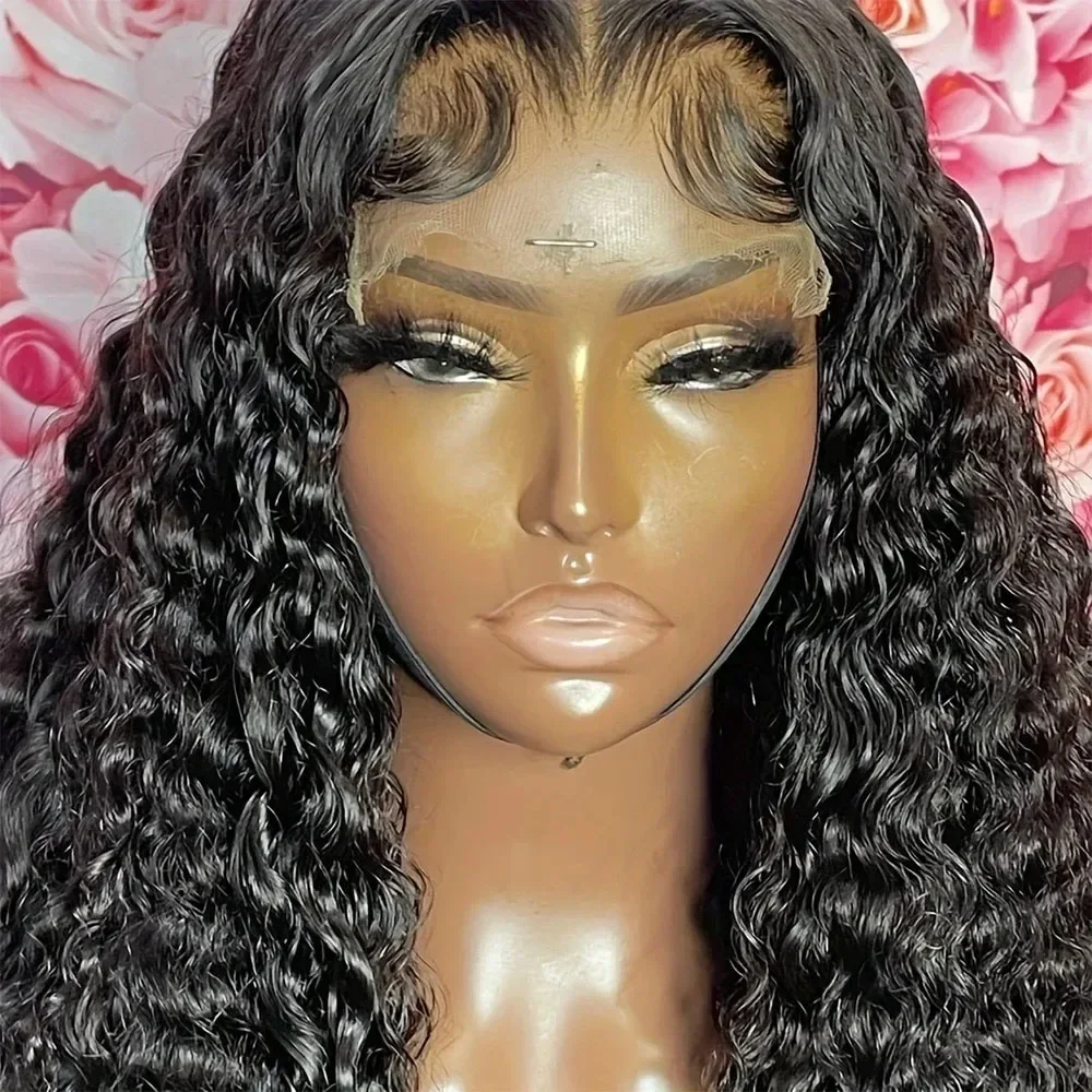 26 بوصة أسود غريب مجعد 180 الكثافة غلويليس الاصطناعية طويلة 13*4*1 الدانتيل شعر مستعار أمامي للنساء السود Babyhair preplucked