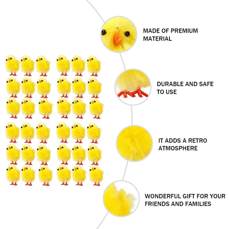 6-72PCS Festive Easter Yellow Mini Chick DIY Craft Party Gift Egg Decor Holiday Decoration Seasonal Spring Home Ornament