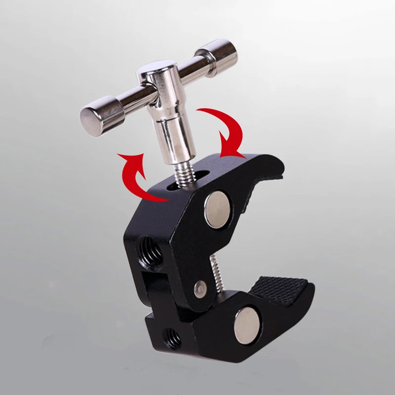 Abrazadera de cangrejo multifuncional, accesorios de equipo de fotografía para Monitor, soporte de cámara con luz LED para cámara Gopro DSLR