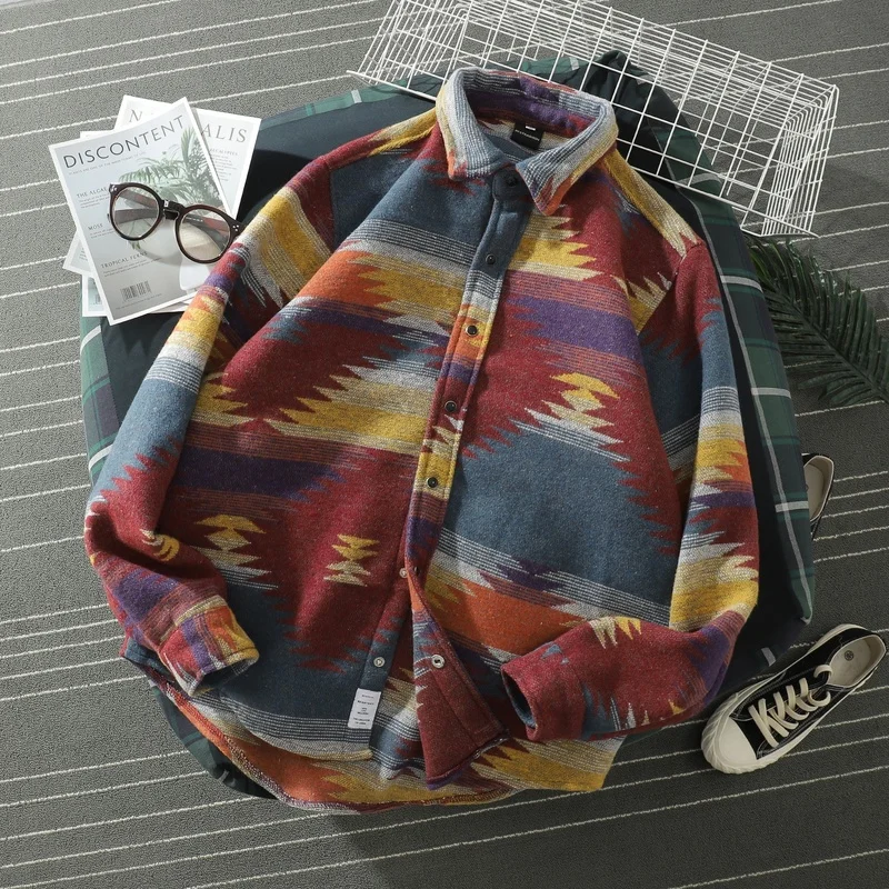 

Hip Hop Tie Dye Button Long Sleeve Shirt Men's Fashion Casual Street Clothing Shirt Coat Men's Loose Shirt Top