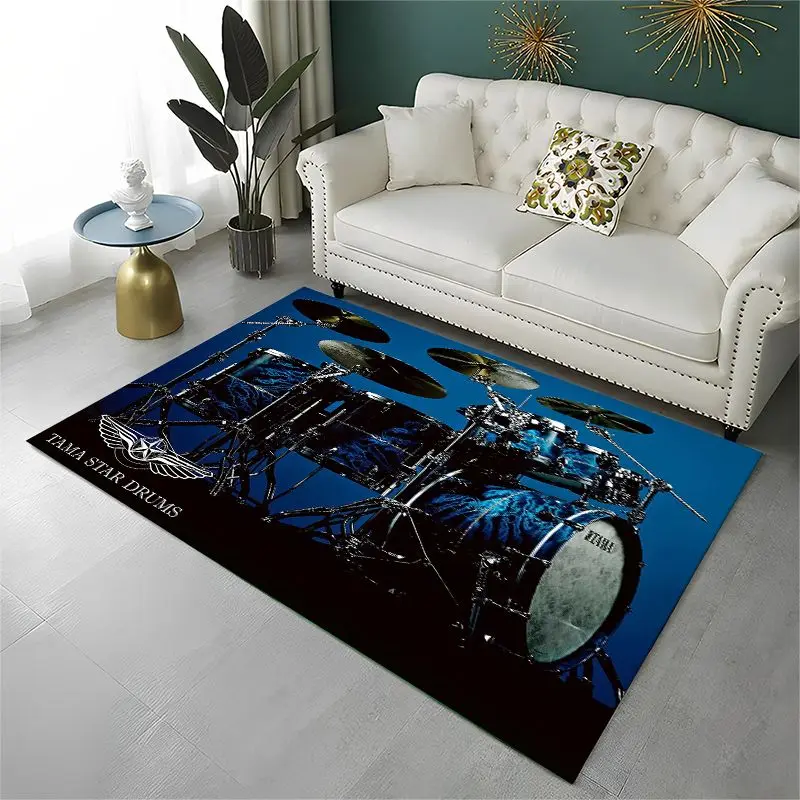 Retro Drum Set Music Instruments Drum Kit Large Area Rug Non-slip Durable Carpet for Bedroom Living Room Sofa Doormat Home Decor - view 5