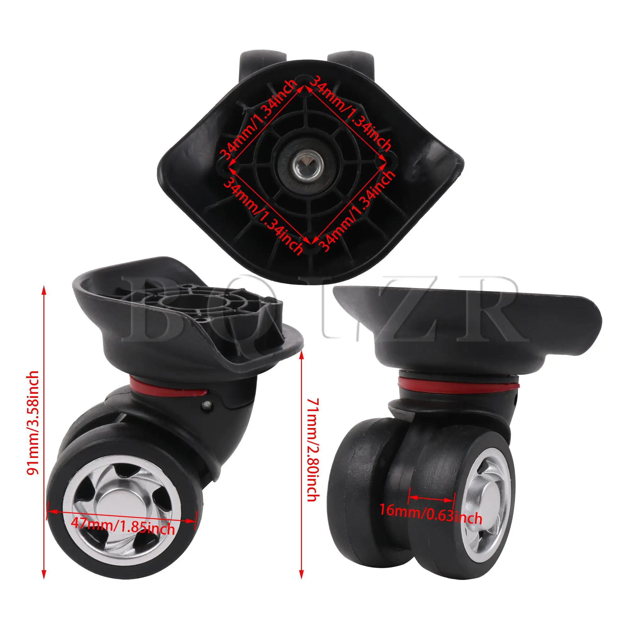 BQLZR Luggage Wheel Suitcase Caster Roller for Repair 3.58 Inch W055 Left Set