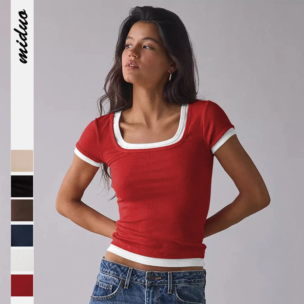 

Summer New Women's Fake Two-piece T-shirt Short-sleeved Fashion Slim Hot Girl Pullover Top with Basic Versatile Tees