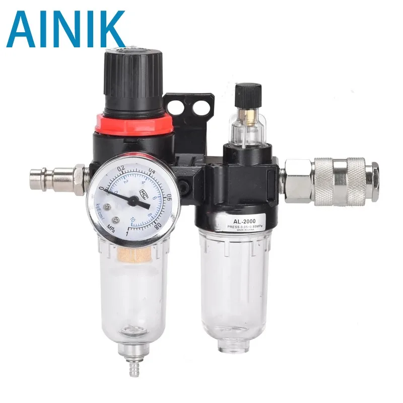 AFC2000 1/4 Air Compressor Oil Water Separator Filter Regulator Trap Airbrush Pressure Reducing Valve 