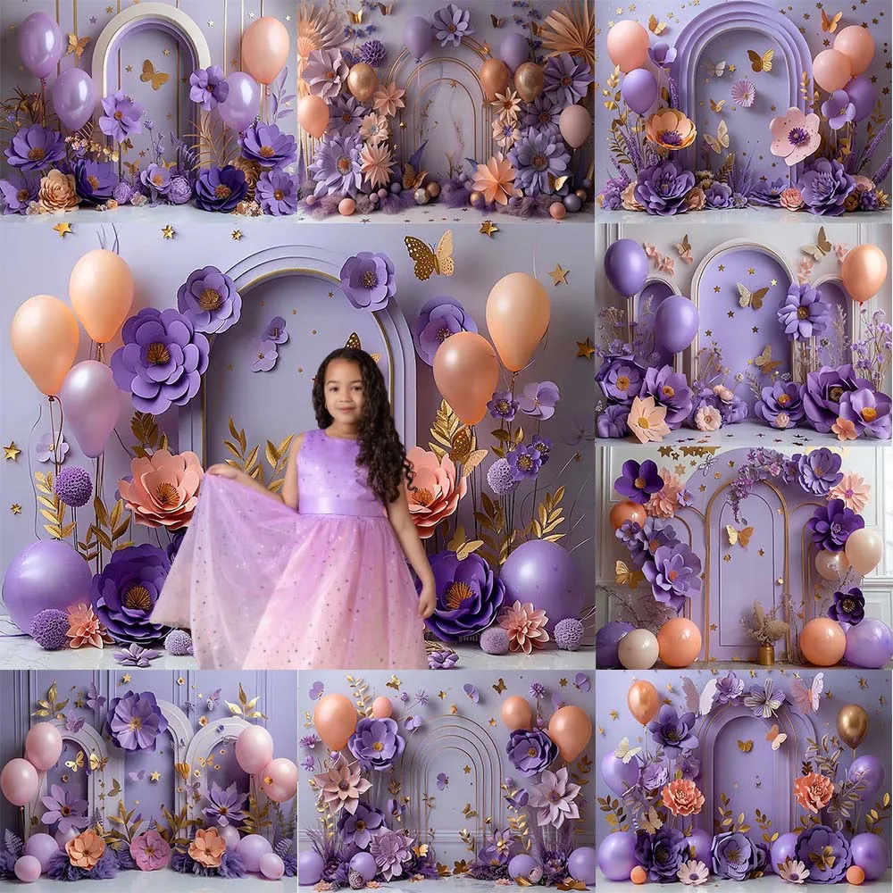 

Mocsicka Photography Background Arch Balloon Floral Castle Girls Birthday Party Cake Smash Portrait Decor Photo Backdrop Studio