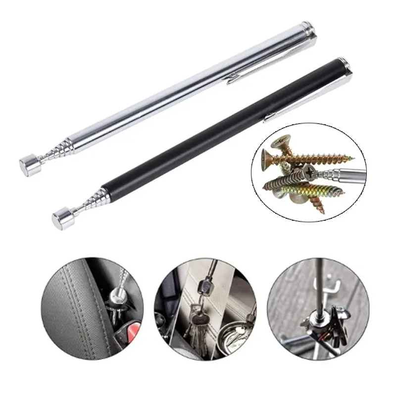 Mini bolígrafo magnético portátil, barra de succión retráctil, barra de succión de Metal para recoger tuercas y pernos, herramientas de reparación de automóviles