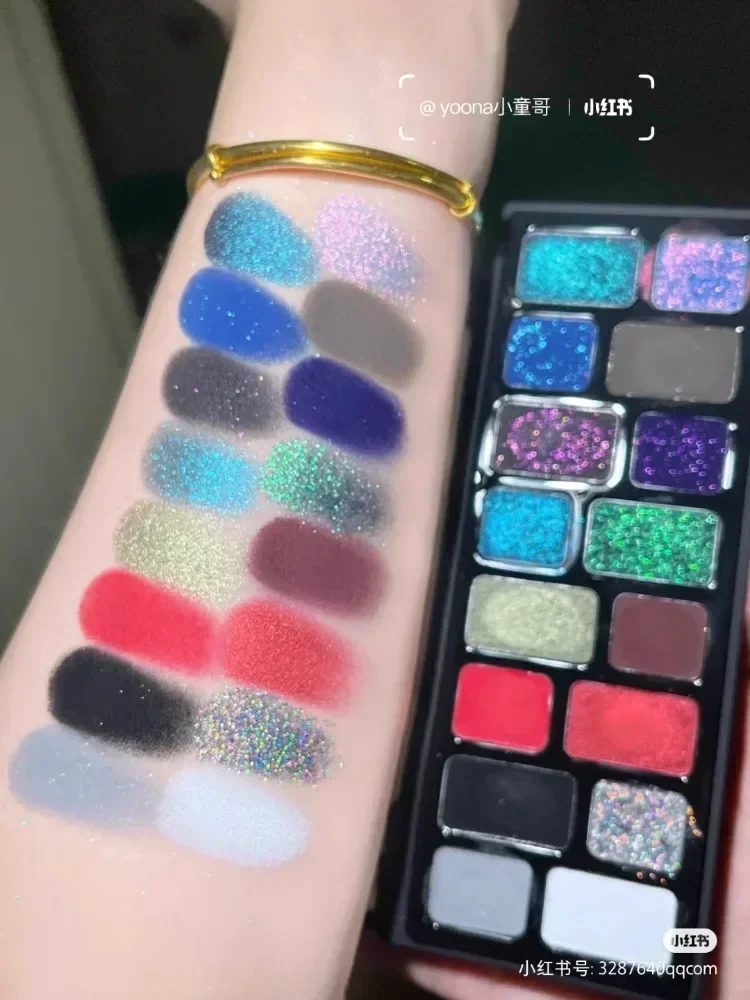 QianYan 16 cores paleta de sombra esfumaçado camaleão gótico shimmer glitter fosco sombra de olho paleta de maquiagem original beleza rara
