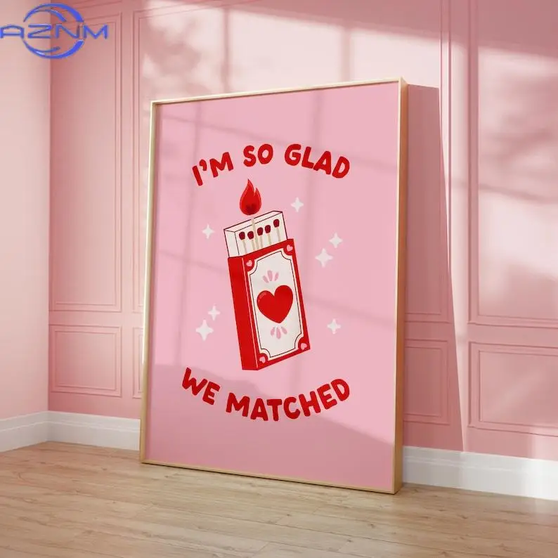 Cute Pink and Red Valentine's Day Romantic Canvas Print More Amore Quote Wall Art Poster for Modern Living Room Home Decor Gifts