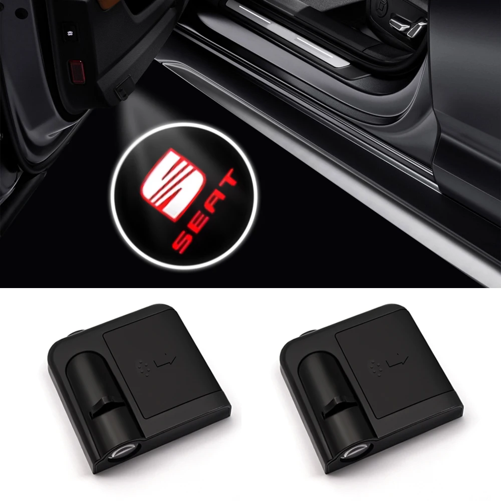 Luz LED para puerta con emblema de coche, lámpara de bienvenida, proyector láser inalámbrico, accesorios para automóvil para Seat FR cupra Leon 2 5f