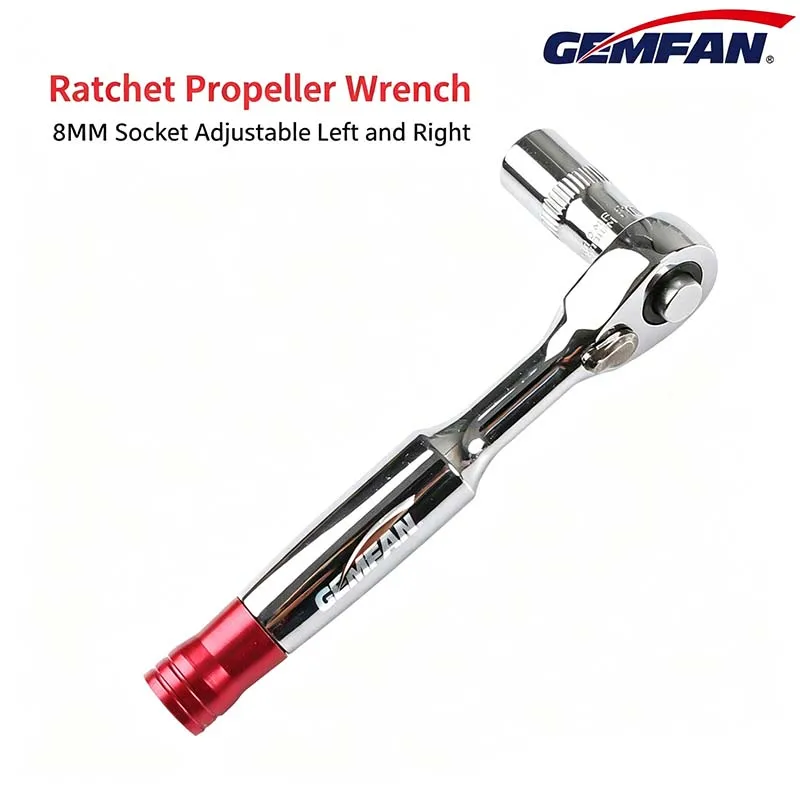 GEMFAN  Ratchet Propeller Wrench (Detachable) 1/4-inch Ratchet Wrench - 8mm Socket for Quadcopter Forward and Reverse Nuts