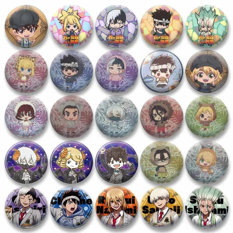 

Cartoon Role Senku Ishigami Gen Asagiri Brooch Jewelry Cute Kohaku Ukyo Saionji Anime Badges Pins Souvenir Cosplay Accessories
