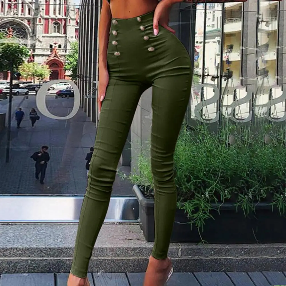 Women Pants Elegant High Waist Pencil Pants for Women Slim Fit Solid Color Trousers Stylish Wear for Outfits Slim Fit Pants