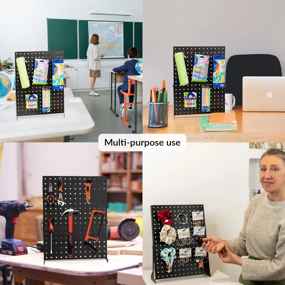 Metal Pegboard Display Stand With 12 Peg Hooks Decoration Jewelry Retail Display Rack Multifunction Space-Saving