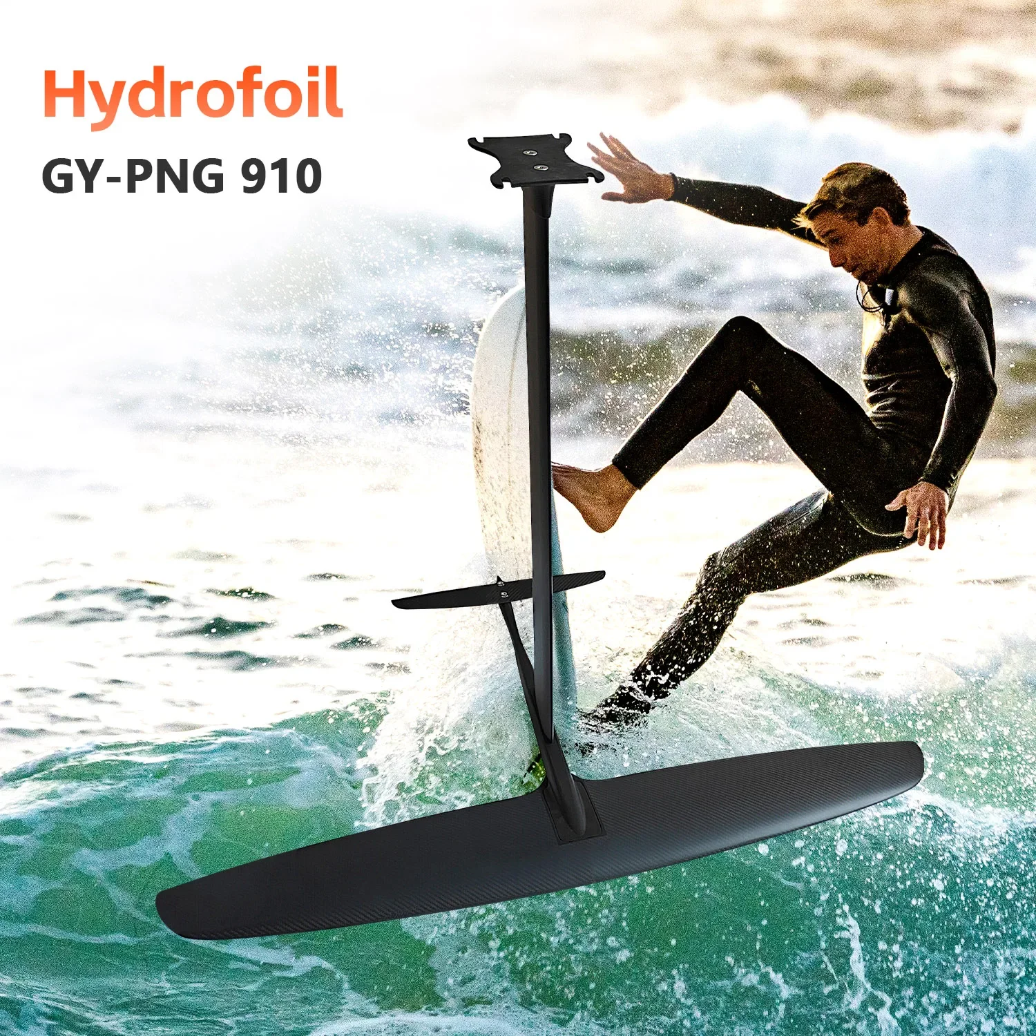 Unisex GY-PNG910 Hydrofoiling Carbon Fiber Surfboard 1218sqcm Downwind Foil Aluminum Mast for Waterplay Surfing Board