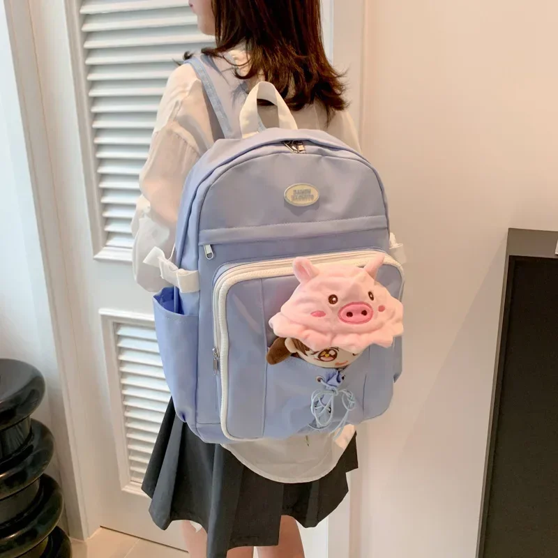 High-capacity Backpacks for Women Fashion Trendy Ita Bag All Match Transparent Canvas School Bag Teenage Girls Preppy Style