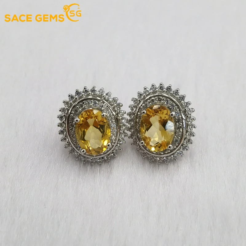 

SACE GEMS Fashion Jewelry Earrings for Women 925 Sterling Silver Topaz Amethyst Stud Earrings Wedding Party Fine Jewelry Gift