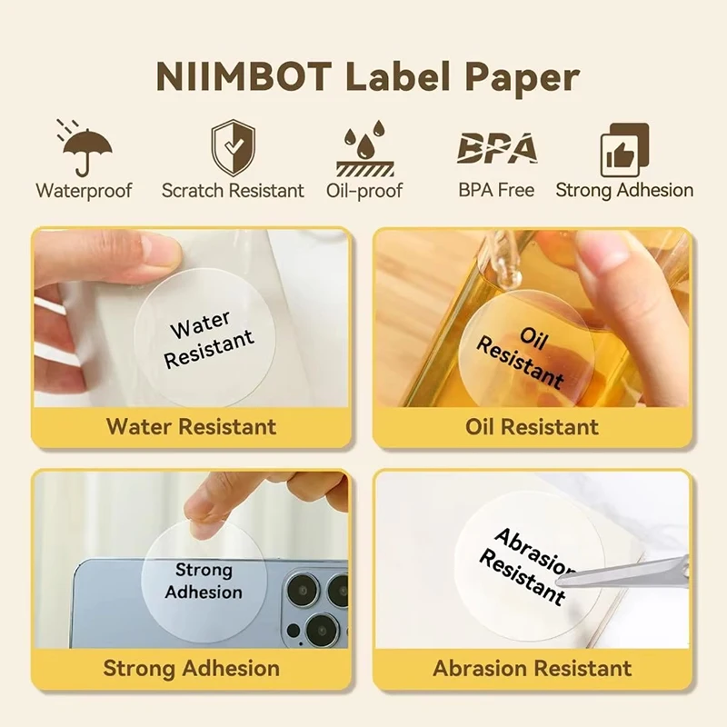 Niimbot Thermal Label Self-adhesive Oilproof Transparent/White/Round/Color Sticker For Niimbot B21 B1 B3S Label Machine Printing