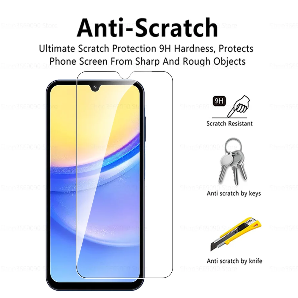 Vidrio templado para Samsung Galaxy A15 5G, protector de pantalla, película de cubierta de seguridad, 2 unidades