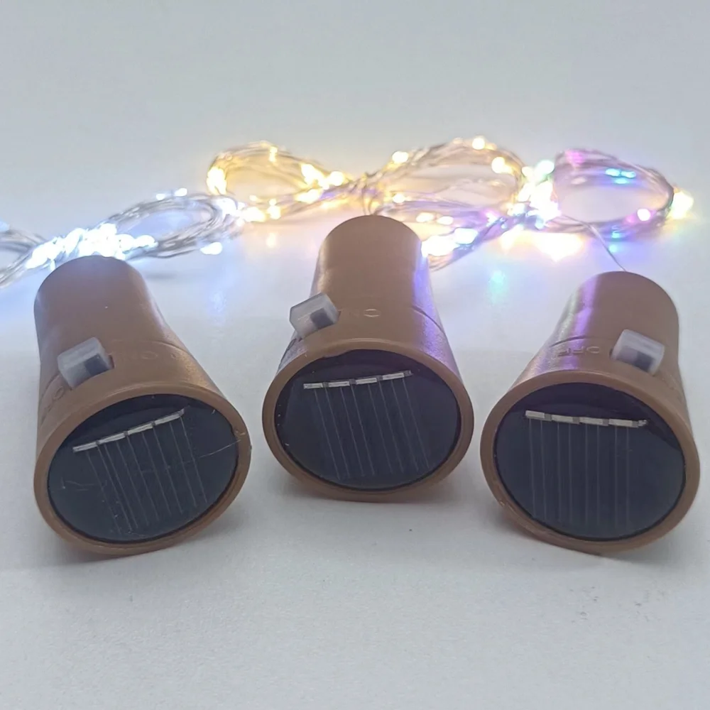 Led solar garrafa de vinho luzes fio cobre luzes da corda ao ar livre à prova dwaterproof água luz fadas diy casamento natal barra decoração guirlandas