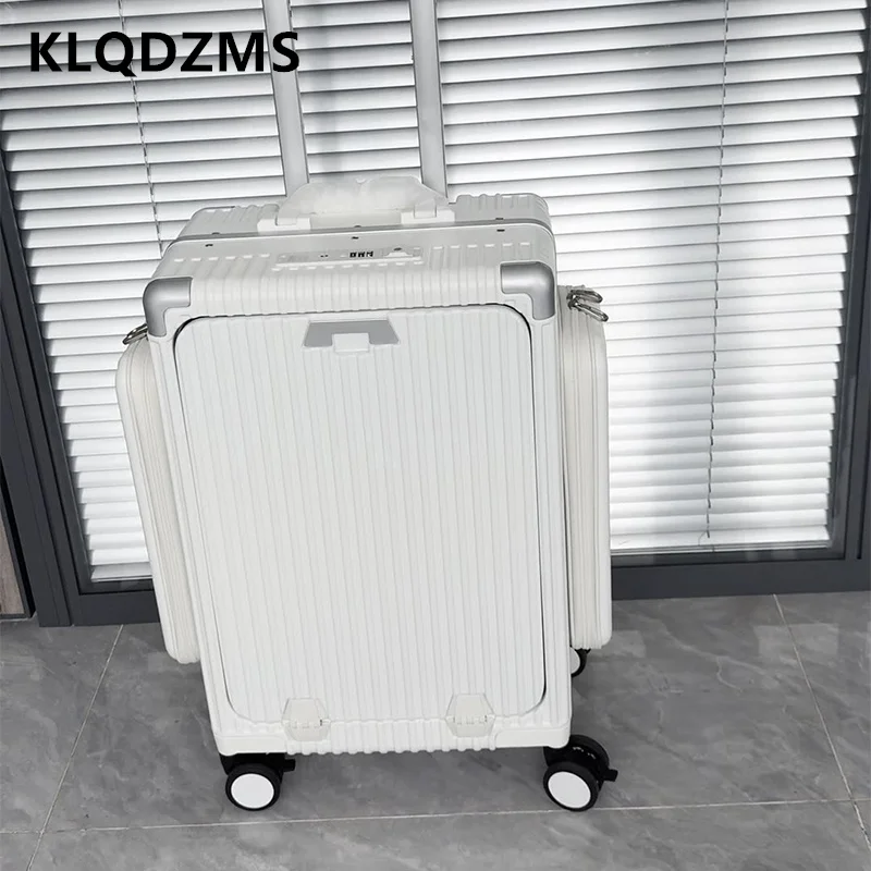 KLQDZMS Women's Suitcase Front Opening Laptop Boarding Case Men's Multifunctional Trolley Case 20