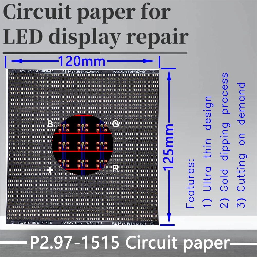 P2.976-1415-1515(VL) Circuit Paper，Vertical lamp which is usual，120X125mm ,Used for repairing damaged PCB pads