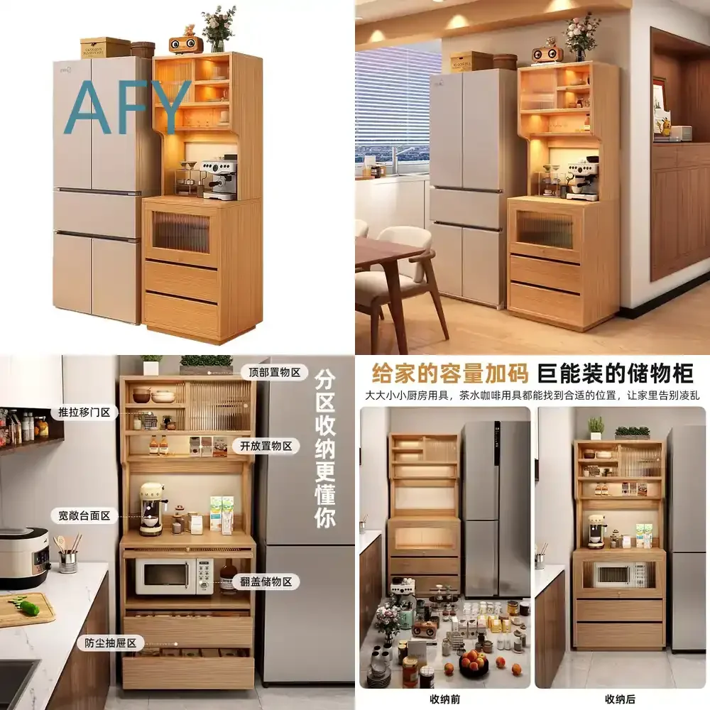 Dining Side Cabinet for Living Room Wall Mounted Narrow Storage Locker Tea Cart 2025 New Integrated Sideboard Space Saving