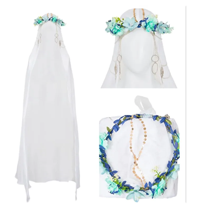 Revenant Cosplay couronne de fleurs bandeau voile blanc femmes adultes Fantasia Halloween carnaval Costume accessoires chapeaux cadeaux
