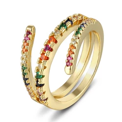 AIBEF Fashion Boho Jewelry Women Rings Exquisite Zircon Multi-layer Adjustable Ring Trendy Personality Gift