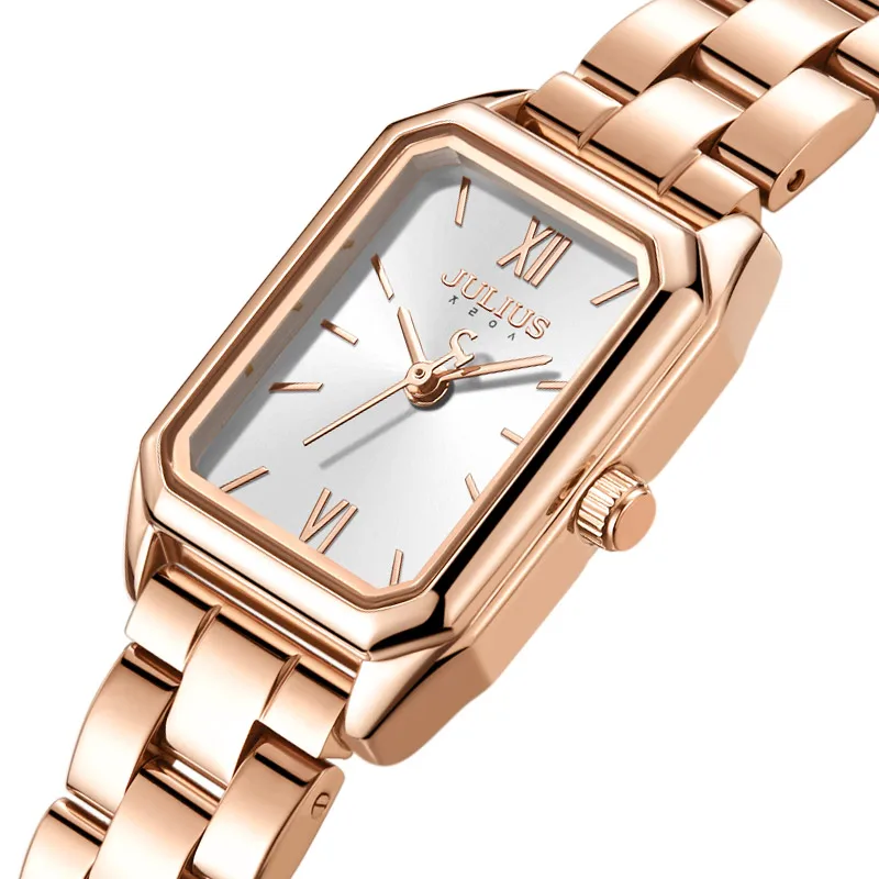 Julius Watch JA-1320 Wowen Quartz Wristwatch Rosegold Stainless Steel Bracelet Band Fashion relojes Dropshipping