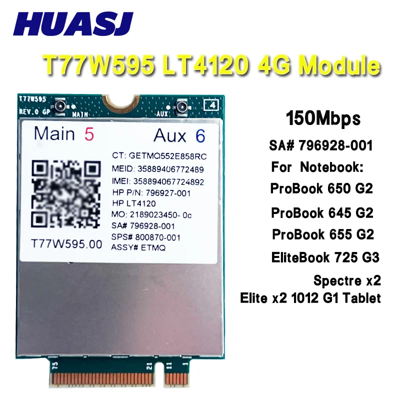 

T77W595 4G ​LTE Card Module LT4120 796928-001 MDM9625 for Probook/EliteBook 820 840 850 G2 G3 4G Module Network Card