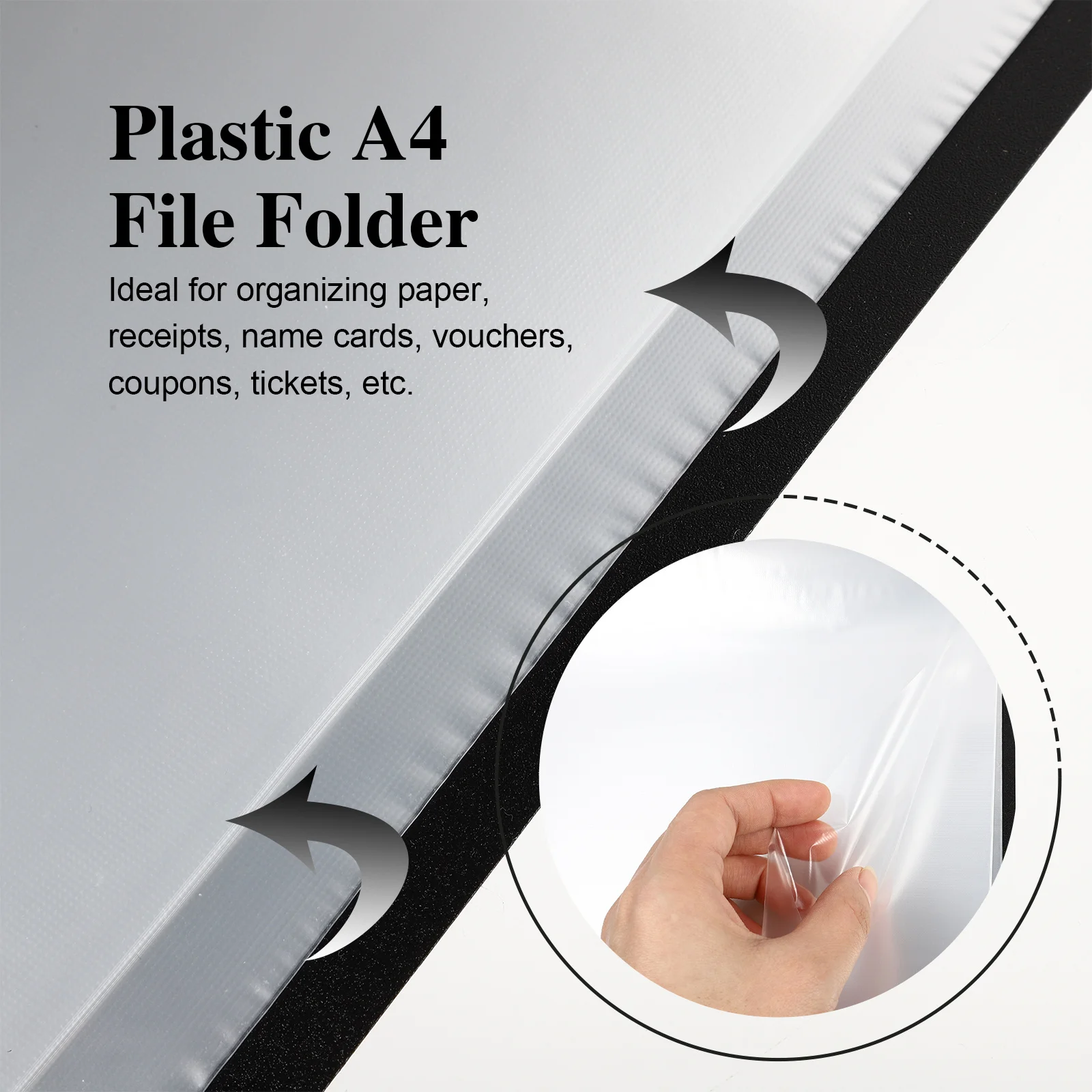Plastic A4 File Folder Professional Expanding Document Organizer 20 Films Multi- Storage Receipt Name Card Holder