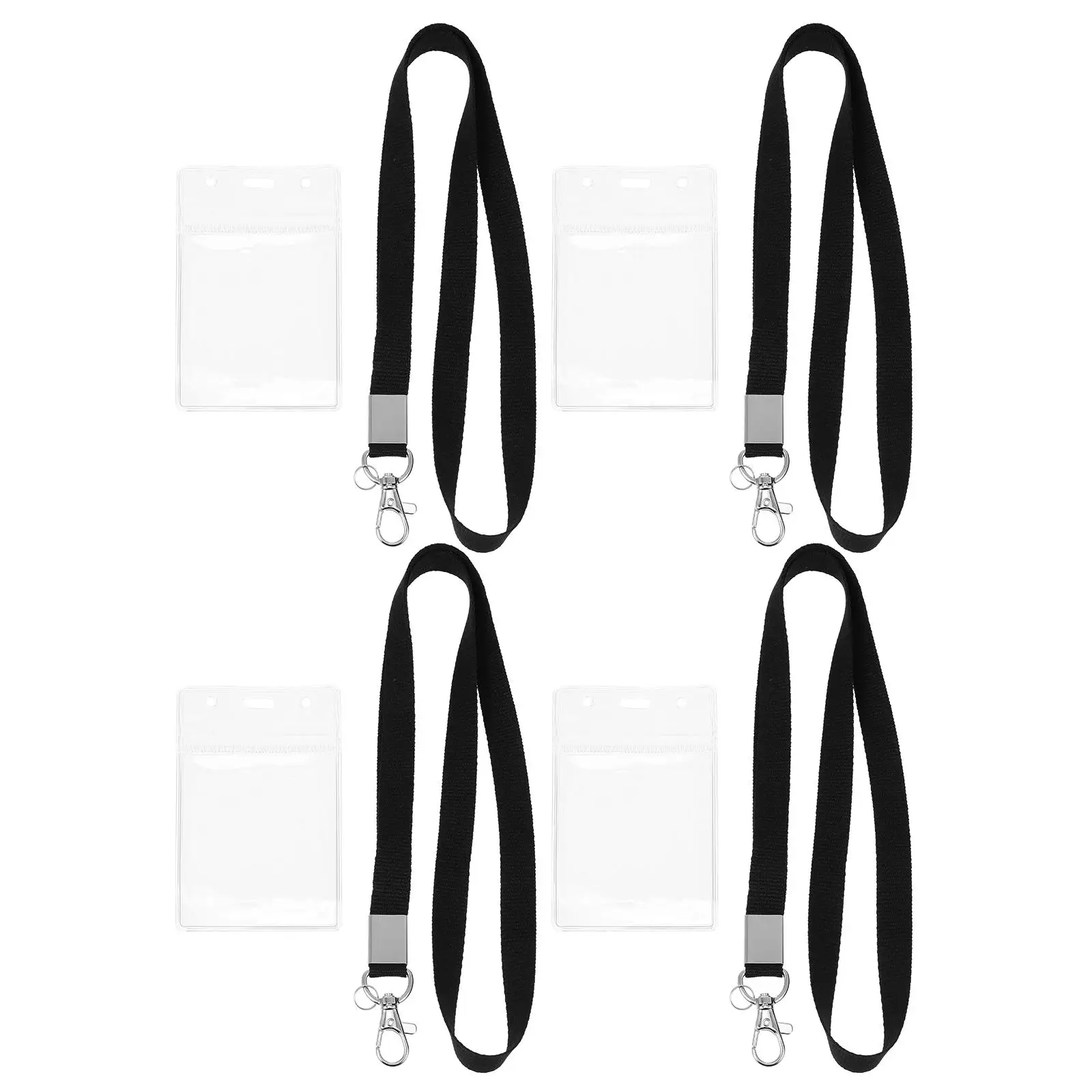 

4 Sets Cards Holder Double sided Water Proof Badge Case Work Lanyard Cards Protective Cover Protective Cover Dust Proof