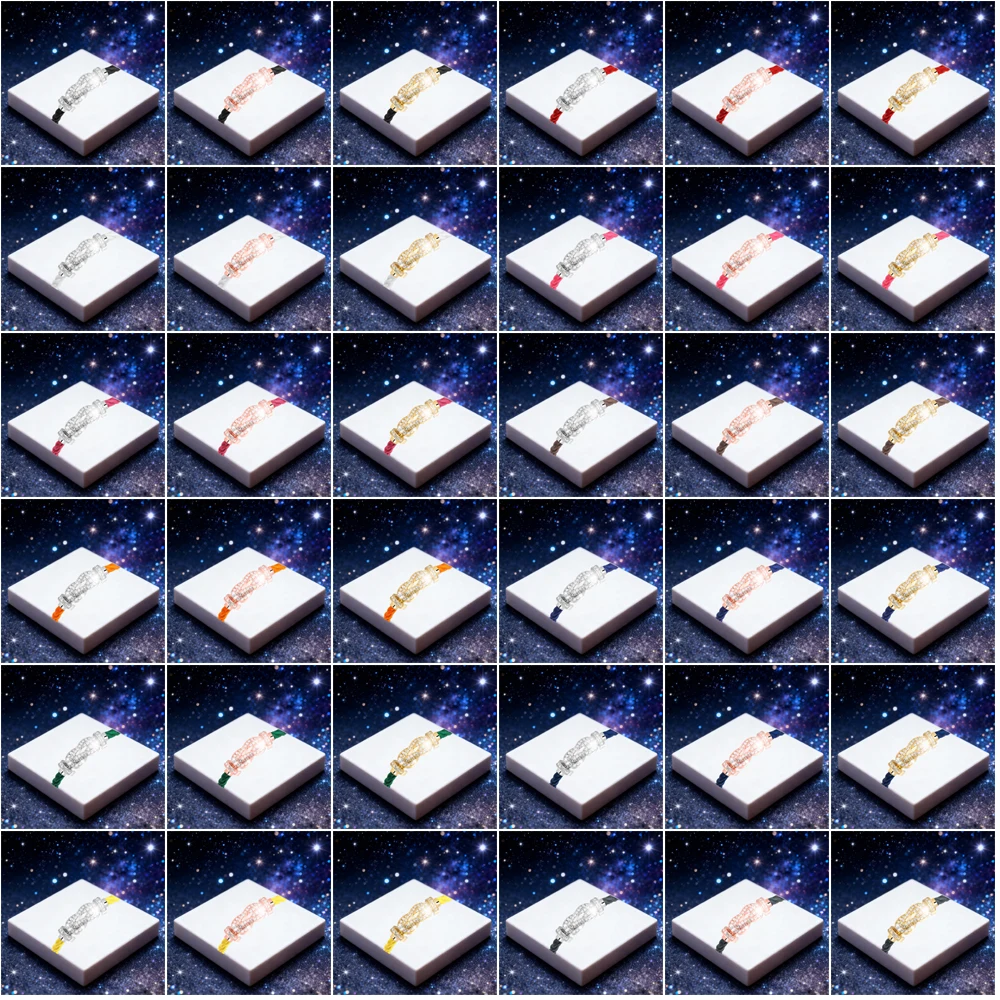 

KUXM New 925 Silver White Nylon Full Zircon L Size Eight Character Bracelet Female Daily Party Gifts Luxurious Couple Jewelry