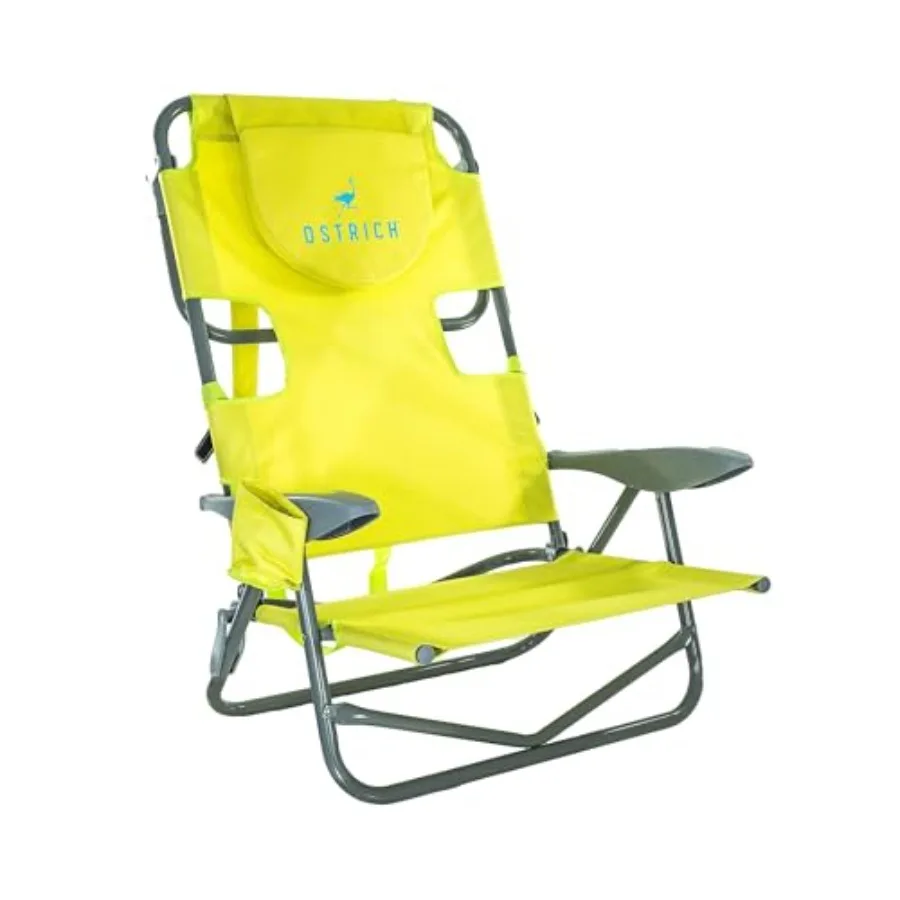 

Heavy-Duty Backpacker Portable Beach Chair w/Face Hole Adjustable Lounge Chair w/Face Opening Cup Holder 325lb Capacity Lime Gr