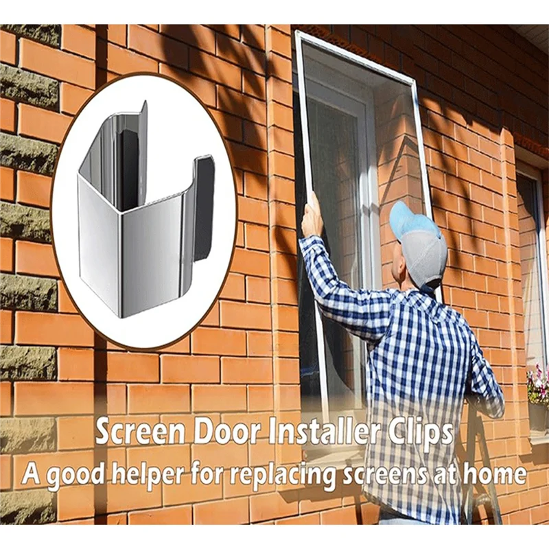 

A98E-Screen Door Tool Kit - 20 Pieces Screen Installer Clips With Screen Rolling Tool Screen Repair Of Kit Screen Tools Set