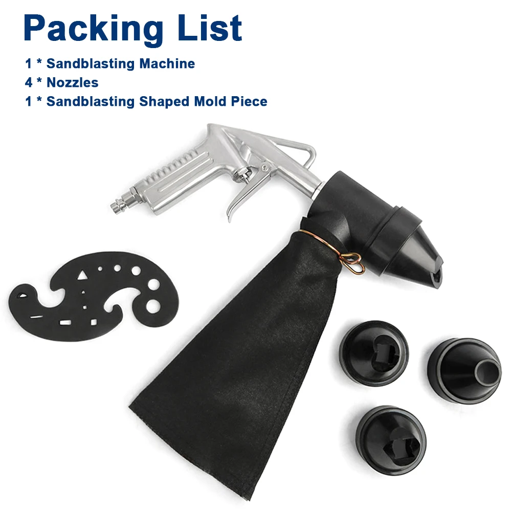 6-Piece Pneumatic Sandblasting Tool Kit Portable Sand Blasting Machine Set Versatile Sandblaster Polishing Machine Rust Remover