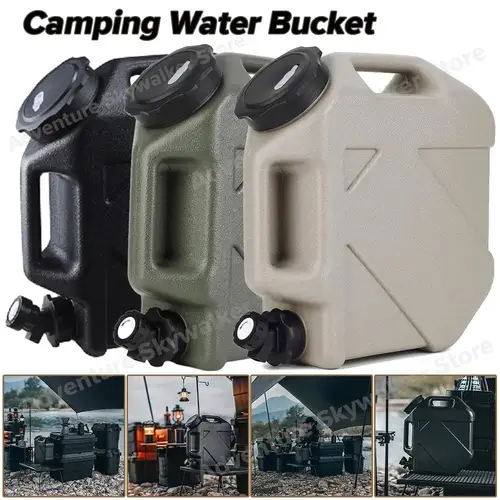 Imagen 1 del producto Cubo de agua portátil de gran capacidad para campamento, bolsa de agua con grifo desmontable, sin fugas, para Camping, pesca, Picnic y senderismo, de 3 a 12L
