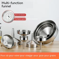 Stainless steel funnel, household thickened hanging kitchen oil dispenser with filter screen, large mouth, large funnel