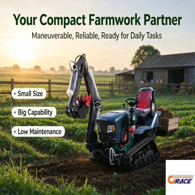 Crawler Type Mini Farm Tractor, Support Install Excavator Arm, Wood Grapple, Rock Breaker, Auger Drill