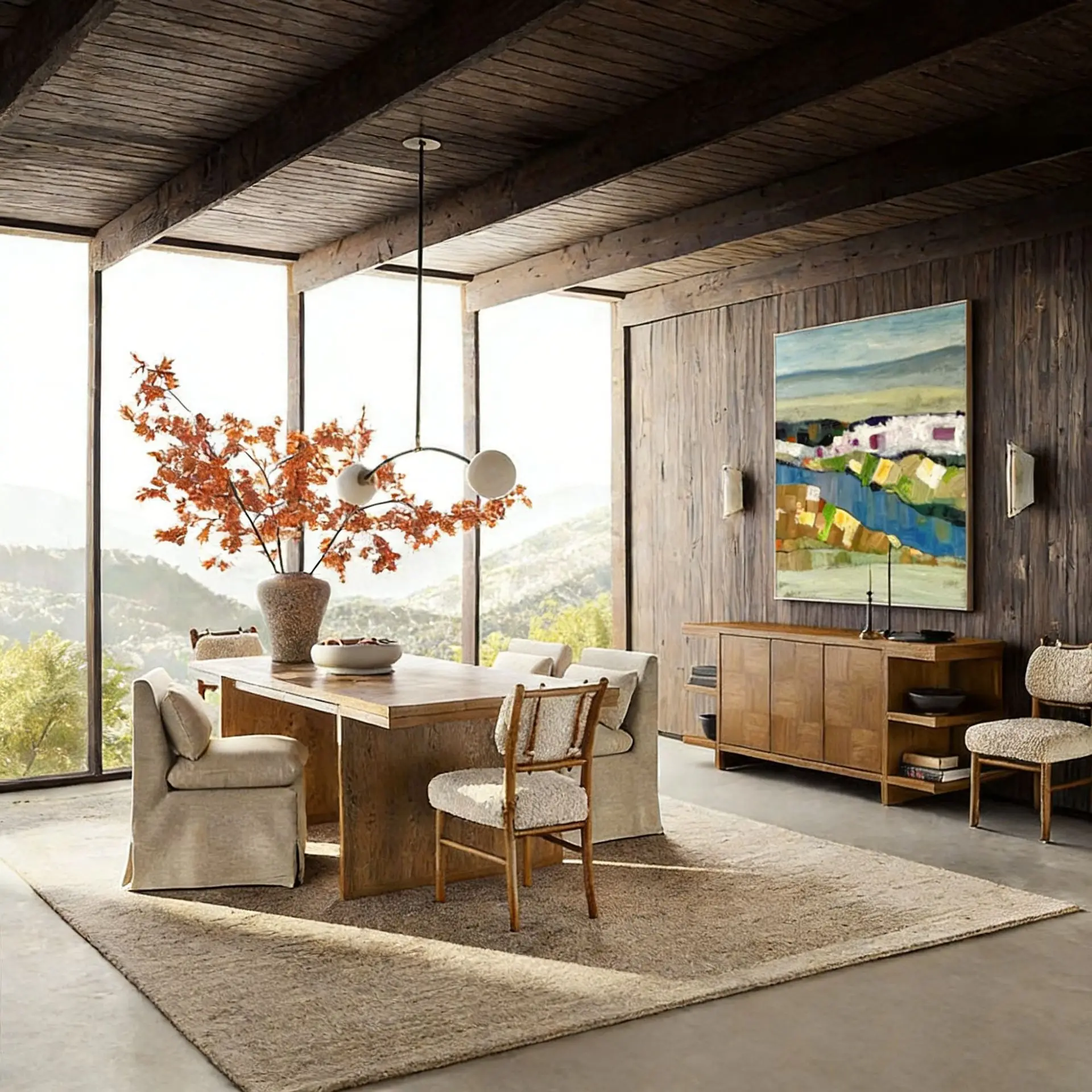 Original hand-painted oil painting, that piece of peach blossom forest abstract landscape oil painting, villa homestay hotel