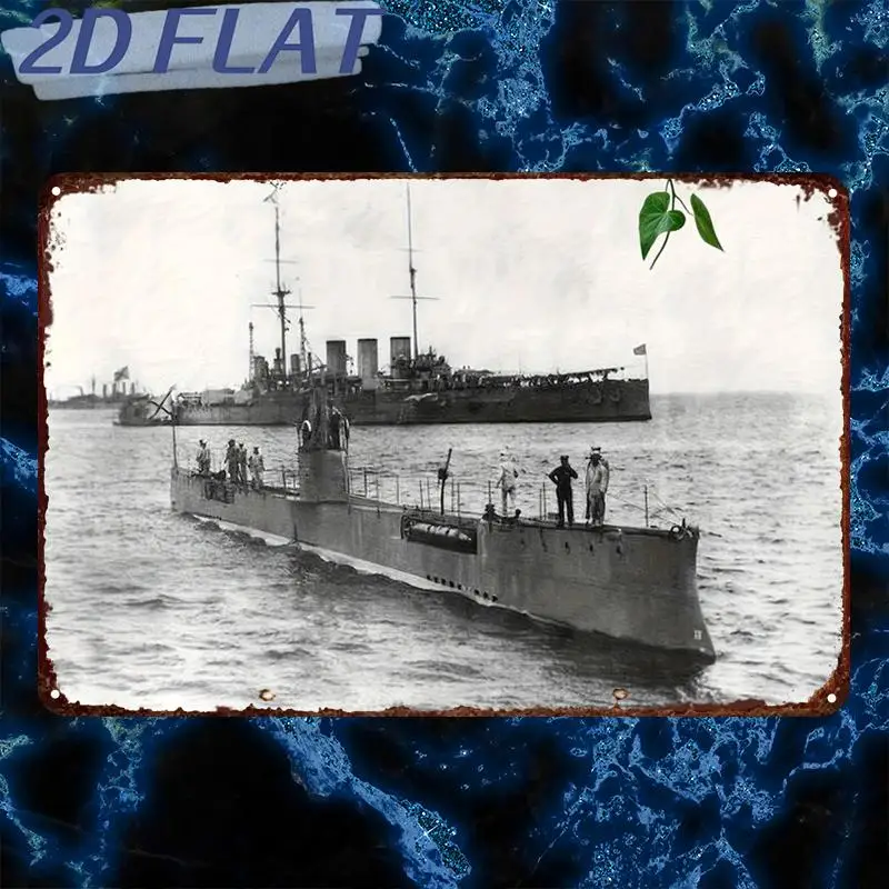 CIFBUY Vintage Nautical Submarine Battleship Aluminum Wall Art Waterproof Durable Metal Plaque Decor for Home Room Bar Garage