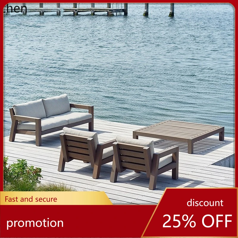 

LXC Outdoor Teak Sofa Outdoor Courtyard Anti-corrosion Solid Wood Lounge Chair Hotel Homestay Outdoor Furniture