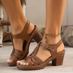 Women Slip on High Heels Sandals Summer Lightweight Chunky Platform Designer Shoes Women Comfortable Casual Beach Ankle Sandals