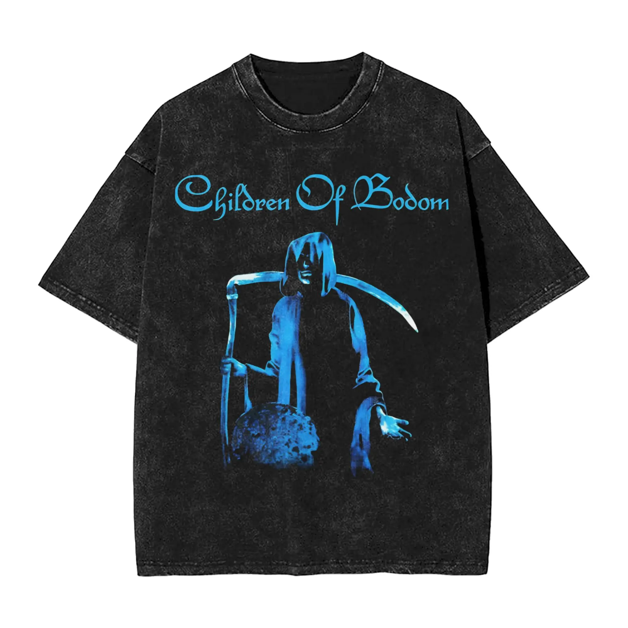 Vintage Washed T-Shirt Children Of Bodom Loose T-Shirts  Hip Hop Tee Shirt for Mens Summer Awesome Print Clothes
