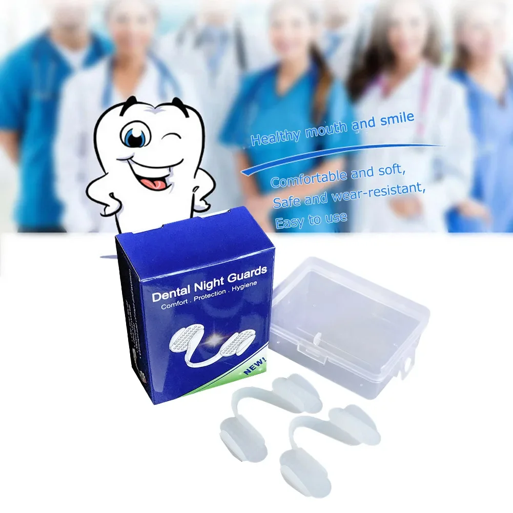 2Pcs Dental Mouth Guard Soft Teeth Splint Protector Universal Anti-wear Silicone Tooth Pad for Grinding Clenching Teeth at Night