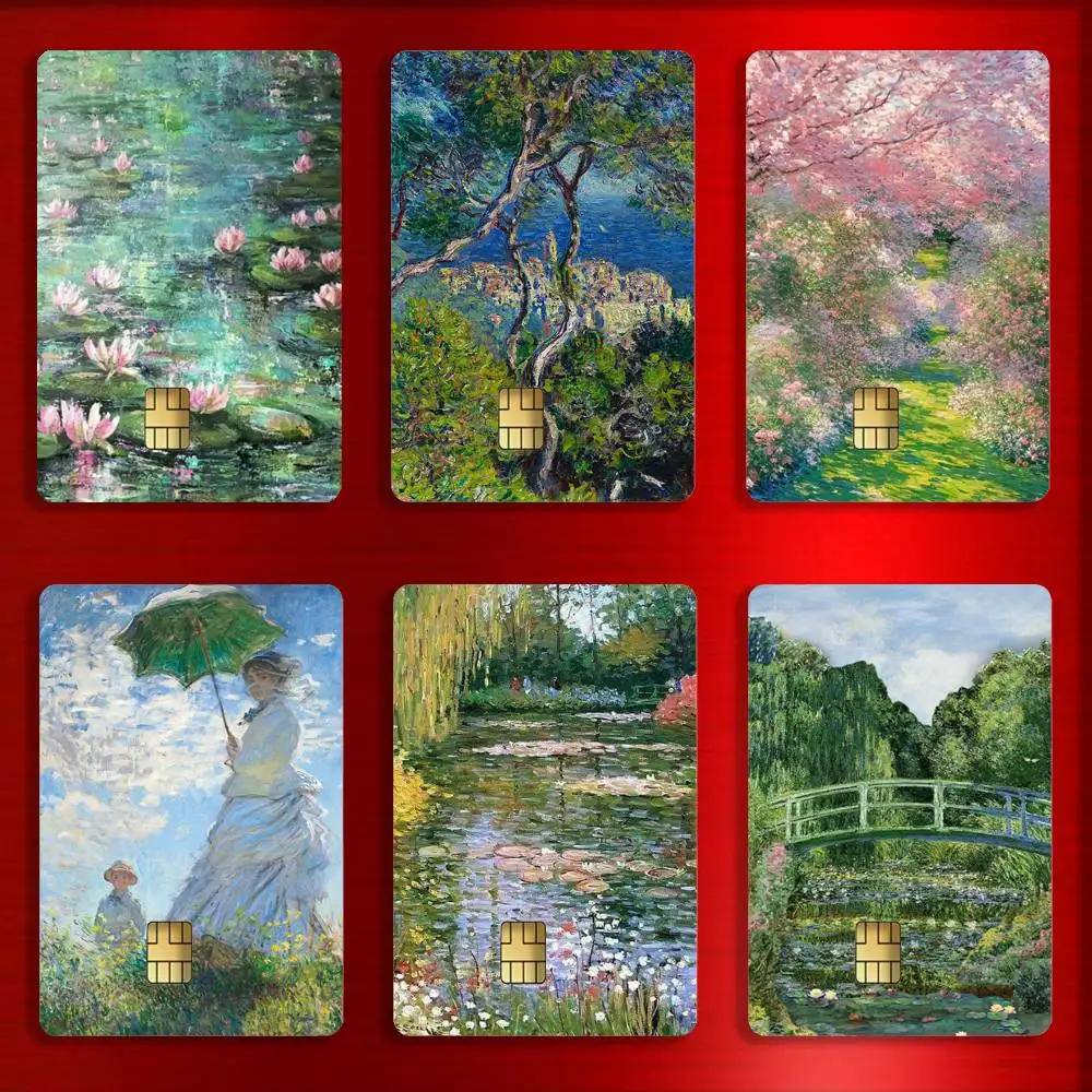 

M-Monets Garden Card Stickers For Debit Bank Credit Cards Metro Bus Pass Sticker Decoration Cover 4PCS Card Skin