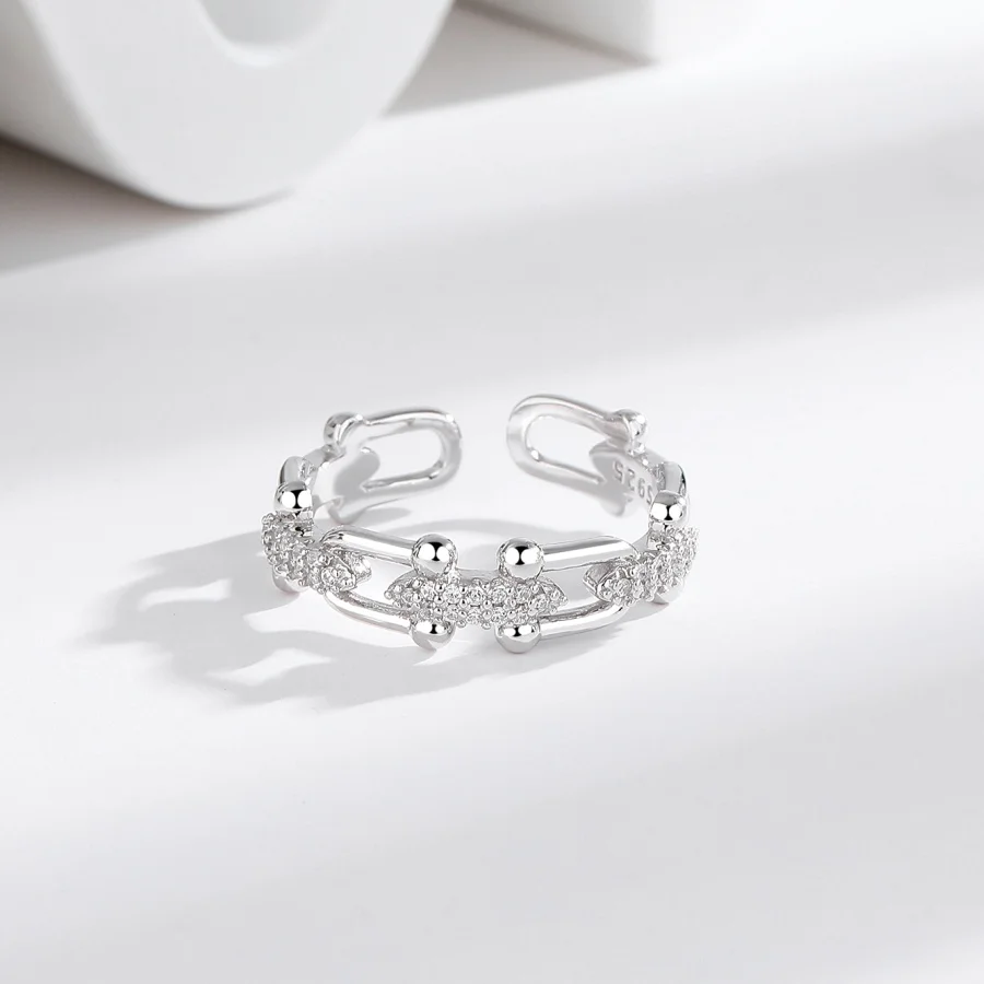 Sterling Silver Ring with Micro-Pave Zirconia for Women Light Luxury, Minimalist, Euro-American Bestseller Cross-Border Premium