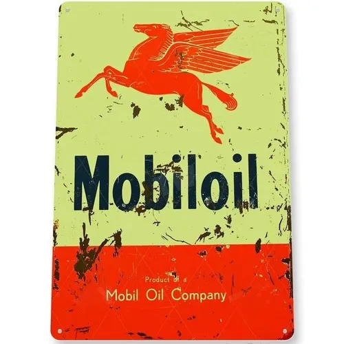 Mobiloil Pegasus Metal Tin Sign Classic Oil Man Cave Decor