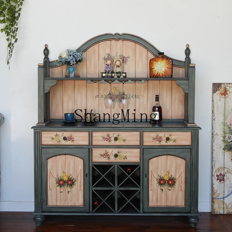 

FG country side cabinet retro painted restaurant dishes storage cabinet